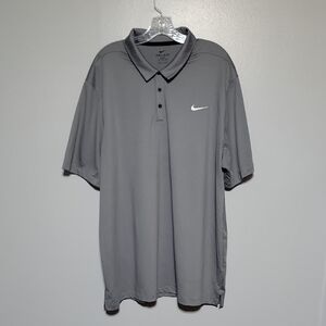 Nike Dri-Fit Mens Gray Short Sleeve Polo Sz XXL Logo, Golf, Casual, Lightweight